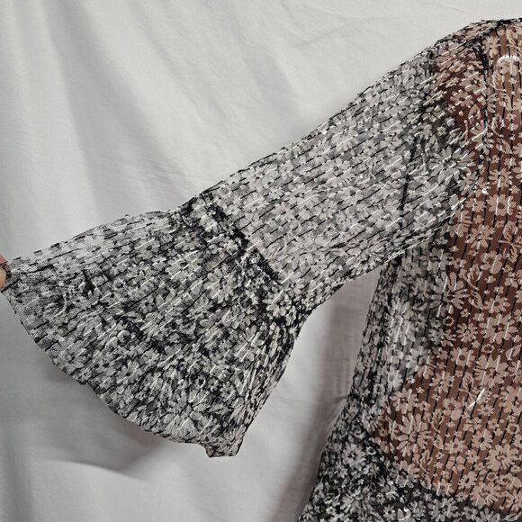 Damee Inc. Sheer Net Sequined Wired Collar Women Jacket Size XL Floral - Picture 7 of 13